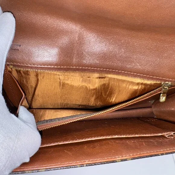 Louis Vuitton PM Clutch Bag Monogram Pochette Dame 29 GM Leather Trim Brown OS - Picture 8 of 12